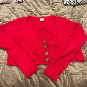 Urban Outfitters Red Cropped Sweater